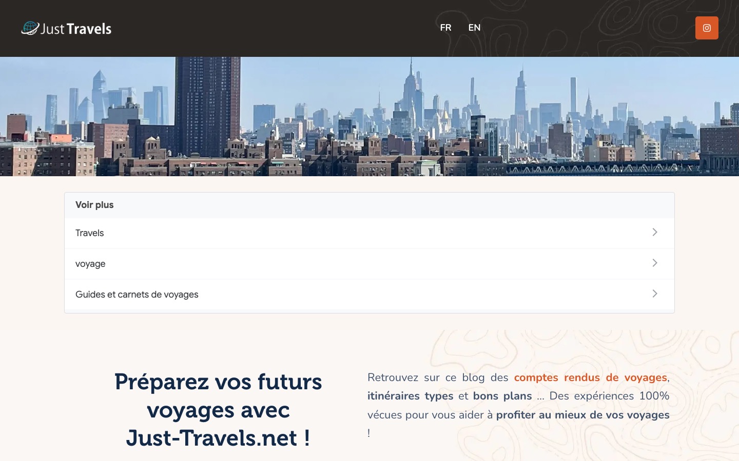 Just-Travels.net — blog de voyages et conseils personnalisés
